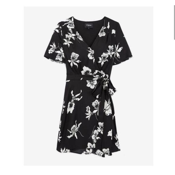 The Kooples Orchid Scarf Black Floral Wrap Dress Size 0 (US XS) NWT - Picture 7 of 7
